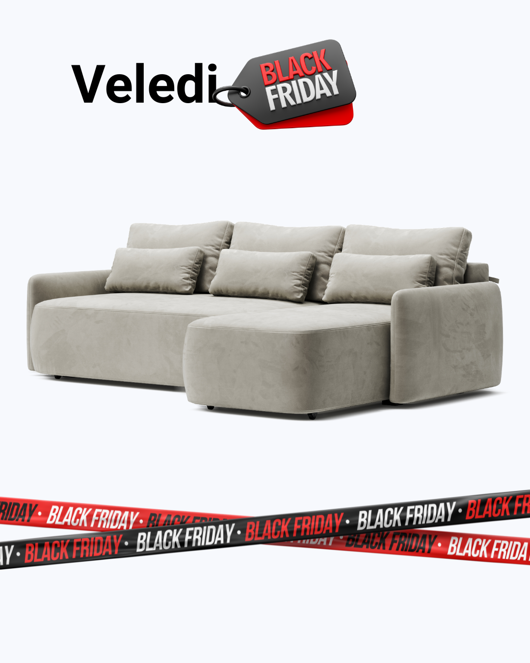 Veledi Corner Sofa – L-Shape BLACK FRIDAY OFFER
