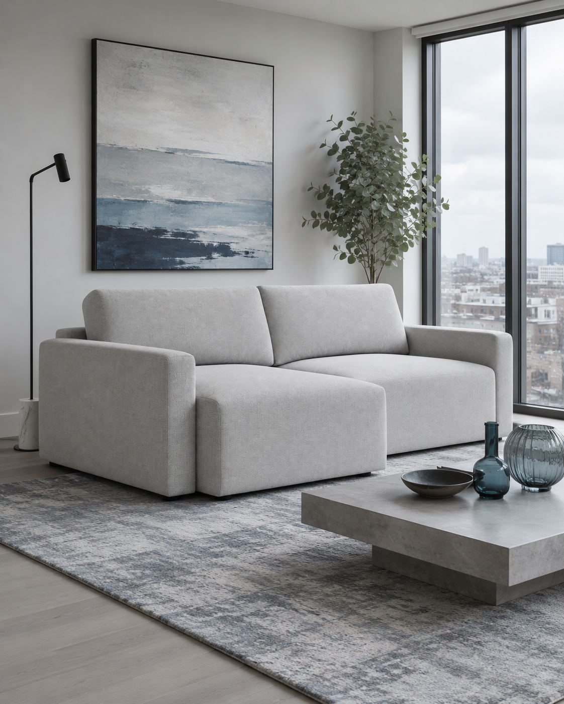 Novoli Corner Sofa L-Shape Small in Maya 20 fabric in a contemporary interior
