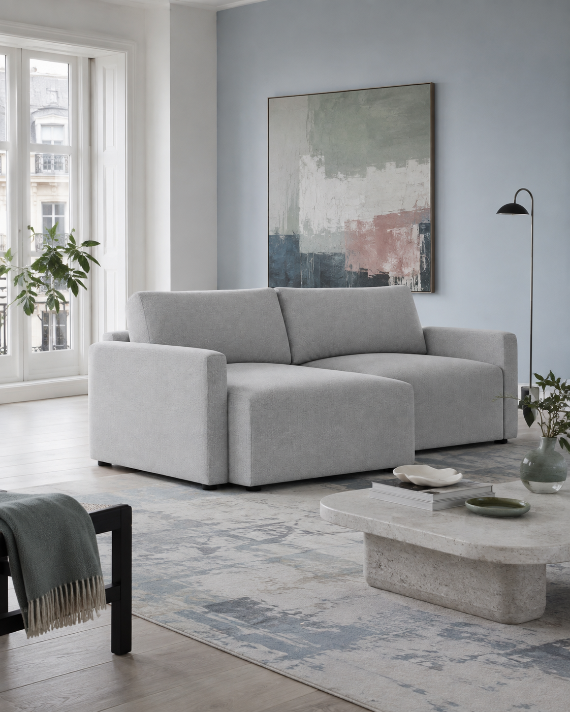 Novoli Corner Sofa L-Shape Small in Maya 20 fabric in a light London interior