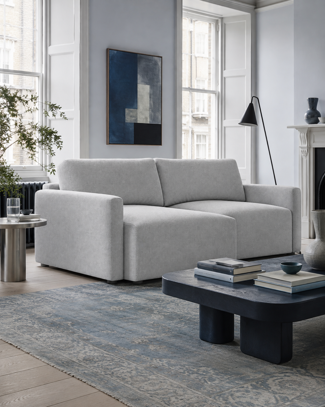 Novoli Corner Sofa L-Shape Small in Maya 20 fabric in a cool-toned London interior