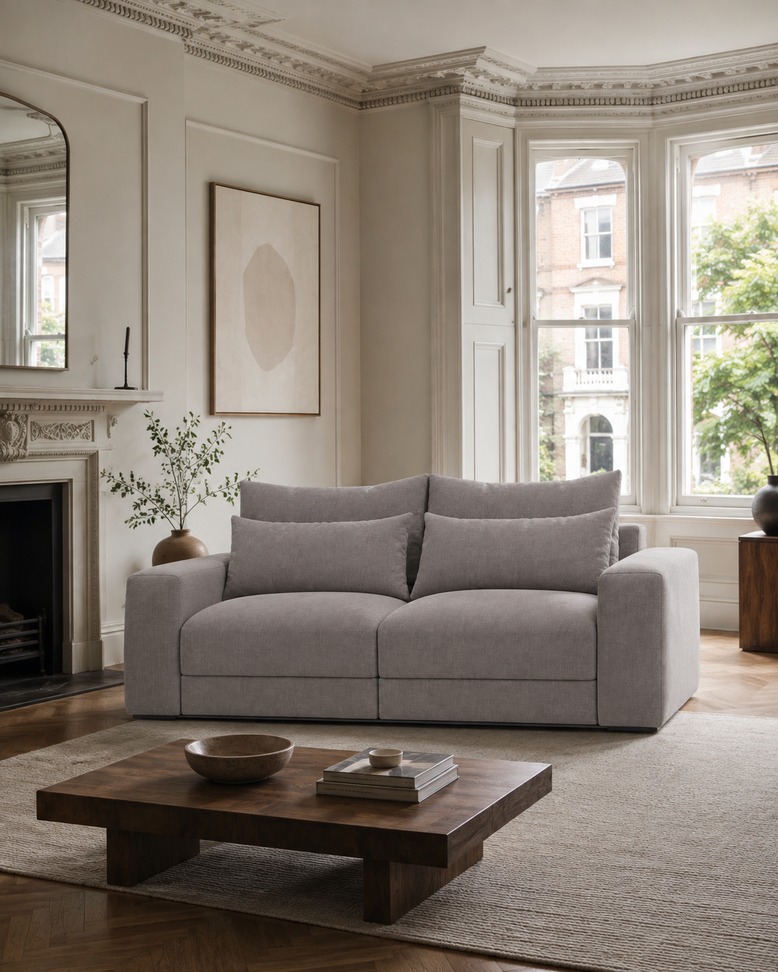 Oxy Sofa 3-Seater Straight in Maya 18 fabric in a classic London interior